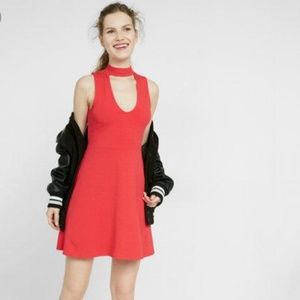 NWT Express Choker Fit & Flare Red Dress